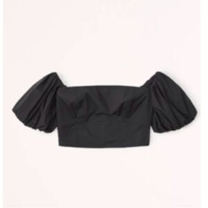 Abercrombie & Fitch Off-The-Shoulder Poplin Set Top Black Size L